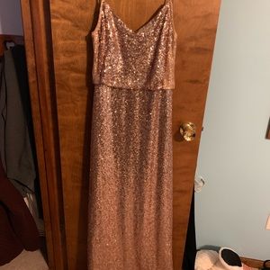 JENNY YOO, rose gold sequin bridesmaid/prom dress